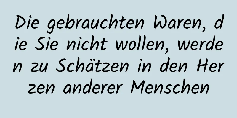 Die gebrauchten Waren, die Sie nicht wollen, werden zu Schätzen in den Herzen anderer Menschen