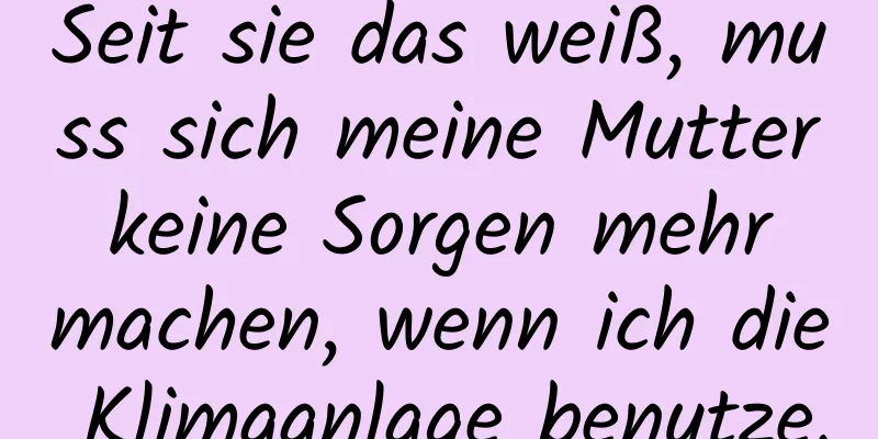 Seit sie das weiß, muss sich meine Mutter keine Sorgen mehr machen, wenn ich die Klimaanlage benutze.