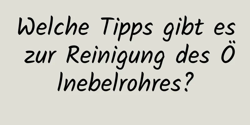 Welche Tipps gibt es zur Reinigung des Ölnebelrohres?