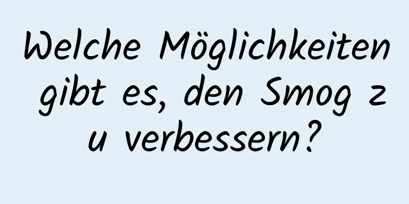 Welche Möglichkeiten gibt es, den Smog zu verbessern?