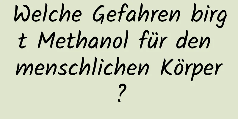 Welche Gefahren birgt Methanol für den menschlichen Körper?