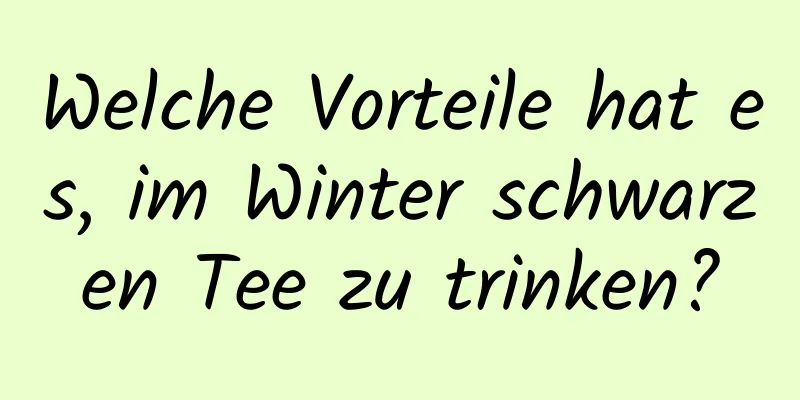 Welche Vorteile hat es, im Winter schwarzen Tee zu trinken?