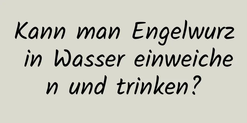 Kann man Engelwurz in Wasser einweichen und trinken?