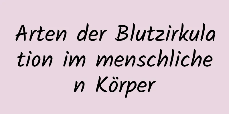 Arten der Blutzirkulation im menschlichen Körper