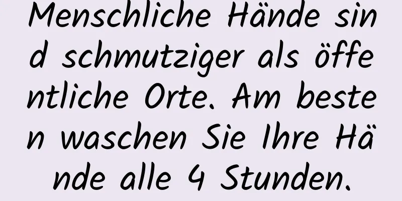 Menschliche Hände sind schmutziger als öffentliche Orte. Am besten waschen Sie Ihre Hände alle 4 Stunden.
