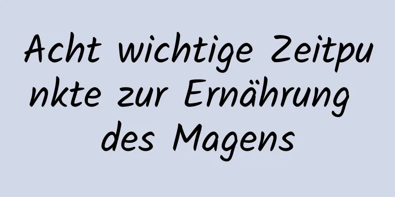 Acht wichtige Zeitpunkte zur Ernährung des Magens