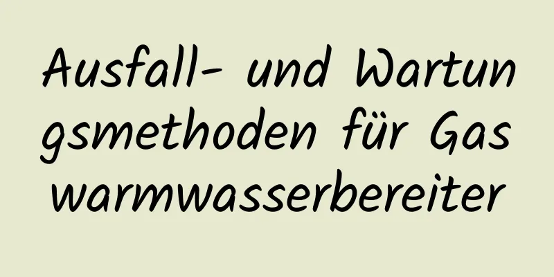 Ausfall- und Wartungsmethoden für Gaswarmwasserbereiter